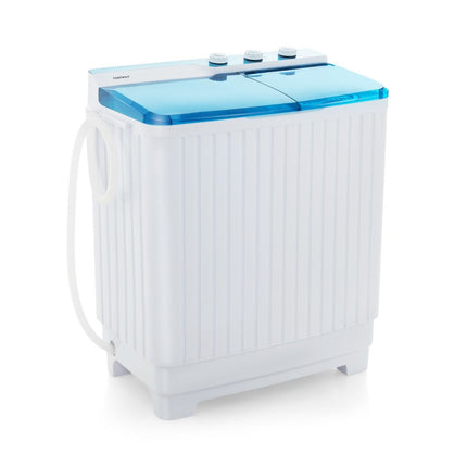 Costway XXL Camping Wasmachine met dubbele trommel 7,5 Kg Was & 3 Kg Centrifugecapaciteit - Mini Wasmachine - Blauw