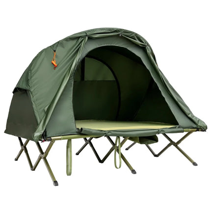 Trendmix 4-in-1 Opvouwbare Campingtent – Verhoogde Kampeertent met Vouwbaar Cot – 2-Persoons Waterdichte Tent – Draagbare Tent voor Camping, Outdoor & Backpacken – 194 x 146 x 160 cm – Groen