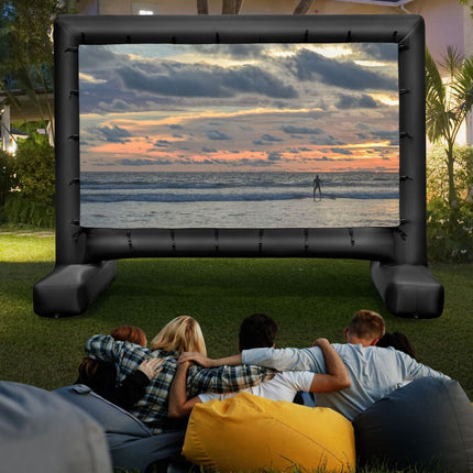 Trendmix HD 4K Opblaasbaar Projectiescherm - 16:9 Dubbelzijdig Buitenprojectiescherm - 405 x 144 x 308 cm Zwart