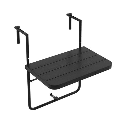Opklapbare Balkontafel voor Reling – Hangtafel Balkon – In Hoogte Verstelbaar – Opvouwbare Balkontafel – 60 x 40 cm – Zwart