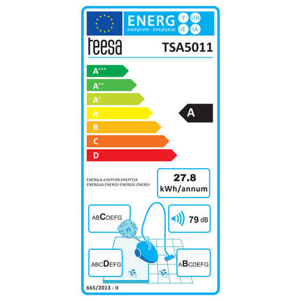 Teesa Eris 750 Zakstofzuiger 750 Watt - TSA5011 - Grijs/Blauw