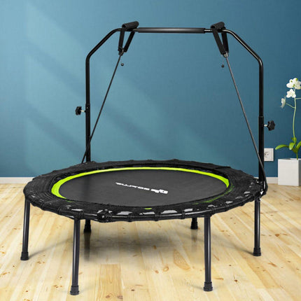2de kansje Costway Opvouwbare Fitness Trampoline Met Weerstandsbanden - Mini Trampoline - Verstelbaar Zwart/Groen Ø102 cm