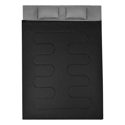 Trendmix Dubbele Slaapzak 2-in-1 – Waterdicht – Met 2 Kussens & Draagtas – 220x150 cm – Voor Kamperen & Reizen – Zwart