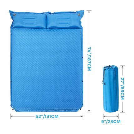 Trendmix 2 Persoons Zelfopblazende Slaapmat Met Kussens 187 x 131 x 4cm - Campingmat - Camping matras - Blauw