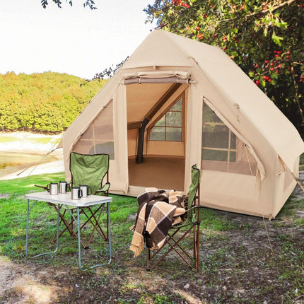 Trendmix Opblaasbare Tent Voor 4 Tot 6 Personen Beige - Kampeertent met Muskietennet - Wind- en waterdichte Katoenen Tent - 295 x 202 x 200 cm