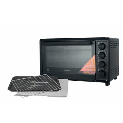 Brock Electronics Elektrische Mini Oven 50L Met 2 Keramische Kookplaten - Vrijstaande Convectie Oven Met Grill En 2 Kookplaten – 1800W - Zwart