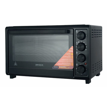 Brock Electronics Elektrische Mini Oven 50L Met 2 Keramische Kookplaten - Vrijstaande Convectie Oven Met Grill En 2 Kookplaten – 1800W - Zwart