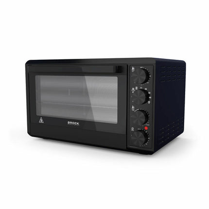 Brock Electronics Elektrische Mini Oven 50L Met 2 Keramische Kookplaten - Vrijstaande Convectie Oven Met Grill En 2 Kookplaten – 1800W - Zwart