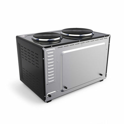 Brock Electronics Elektrische Mini Oven 30L met 2 Kookplaten – Vrijstaande Convectie Oven met Grill en Kookplaten – 1600W - Zwart