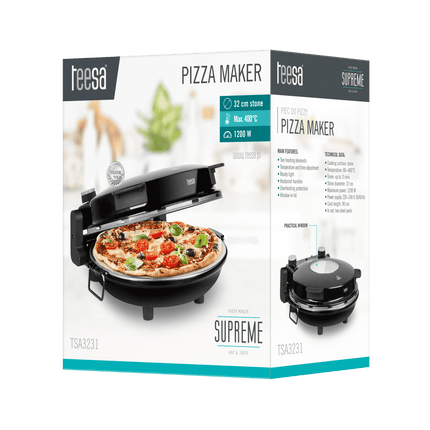 Teesa Supreme Pizzaoven - Thuis Zelfgemaakte Pizza Maken - Zwart