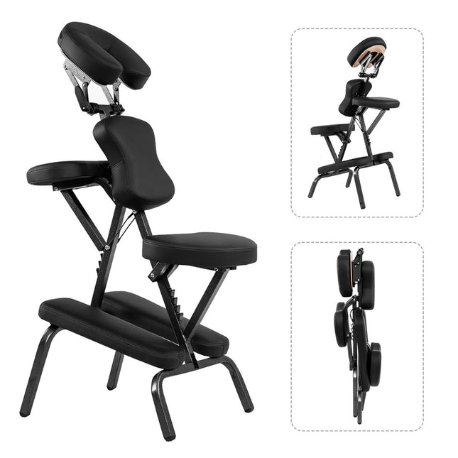 Trendmix Behandelstoel - Massagestoel Fysiotherapie Tattoo stoel - Verstelbaar - Opvouwbaar tot 150 kg belasting - Zwart