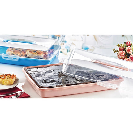 Lock & fresh rechthoekige taart en cake transport doos /bewaarbox 45cm assorti
