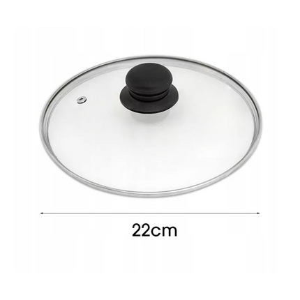 Pannendeksel 22 cm van Glas – Universeel Glazen Deksel voor Kookpan, Hapjespan en Sauspan