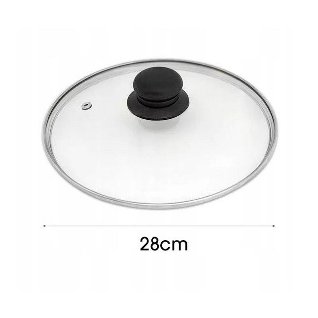 Pannendeksel 28 cm van Glas – Universeel Glazen Deksel voor Koekenpan, Hapjespan, Wok en Kookpan