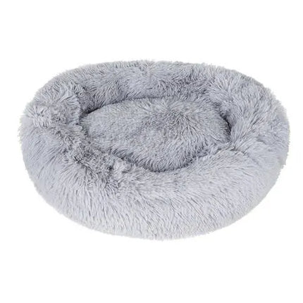 Ronde Hondenmand 60 cm – Zachte Pluche Donut Hondenmand Maat M – Grijs
