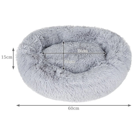 Ronde Hondenmand 60 cm – Zachte Pluche Donut Hondenmand Maat M – Grijs