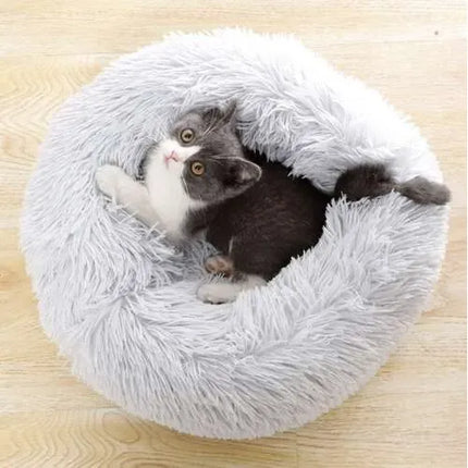 Ronde Hondenmand 60 cm – Zachte Pluche Donut Hondenmand Maat M – Grijs