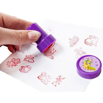 Stempelset Kinderen 60 Stuks – Zelfinktende Stempels – Dieren & Smileys – 6 Kleuren