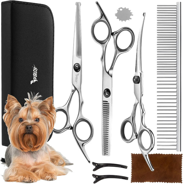 Hondenschaar Set – 3 Trim- & Effileerscharen met Kam – 8-delige Honden Trimset met Etui