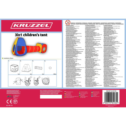 Speeltent Kinderen 3-in-1 – Tipi, Kruiptunnel & Speelhuisje – Binnen & Buiten