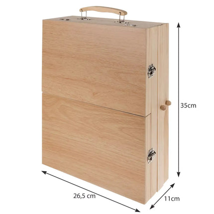 Tekenset & Schilderset 83-delig – Houten Tekenkoffer met Schildersezel – Potloden, Verf, Penselen & Pastelkrijt
