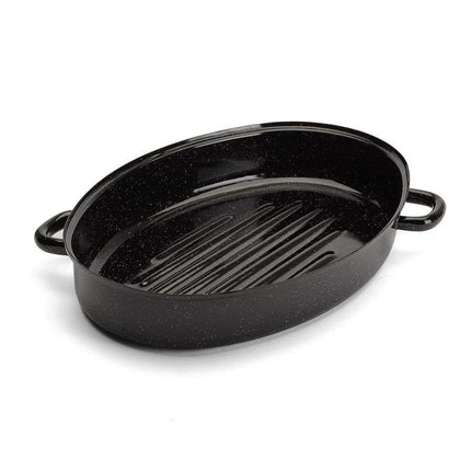 2de kansje Emalia geëmailleerde braadpan met deksel 7L emaille zwart