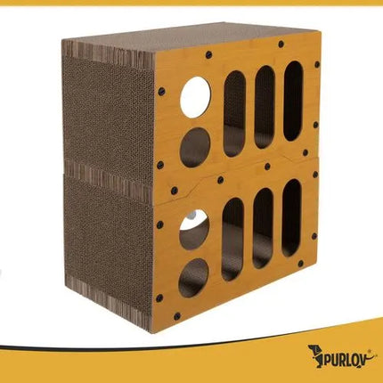Krabpaal Kat met Huisje – 3-in-1 Krabmeubel met Ligplek & Speelballetjes