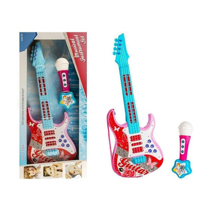 Elektrische Speelgoed gitaar voor kinderen Met Microfoon Blauw/Roze - Kinder Gitaar 57 cm - Speelgoedgitaar