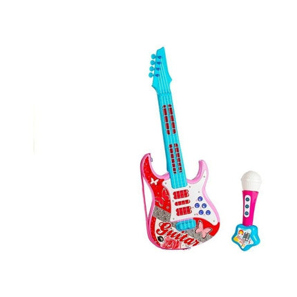 Elektrische Speelgoed gitaar voor kinderen Met Microfoon Blauw/Roze - Kinder Gitaar 57 cm - Speelgoedgitaar