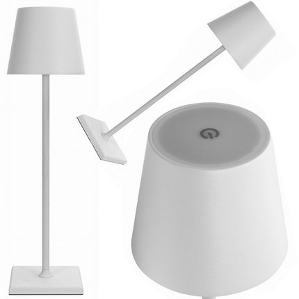 Tafellamp Oplaadbaar - Draadloos en Dimbaar - Moderne Touch Lamp - Nachtlamp Slaapkamer - 3 Tinten Licht - 38 cm - Wit