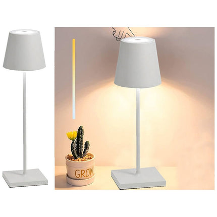 Tafellamp Oplaadbaar - Draadloos en Dimbaar - Moderne Touch Lamp - Nachtlamp Slaapkamer - 3 Tinten Licht - 38 cm - Wit