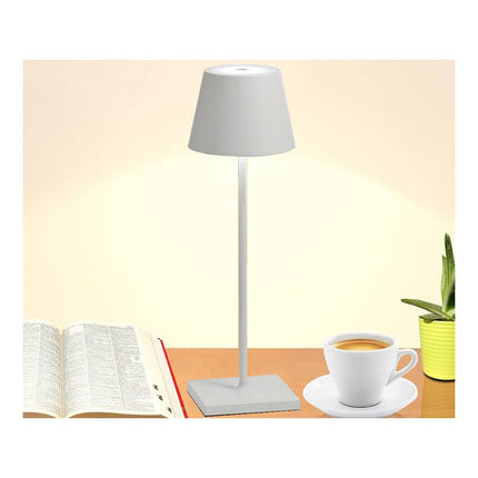 Tafellamp Oplaadbaar - Draadloos en Dimbaar - Moderne Touch Lamp - Nachtlamp Slaapkamer - 3 Tinten Licht - 38 cm - Wit