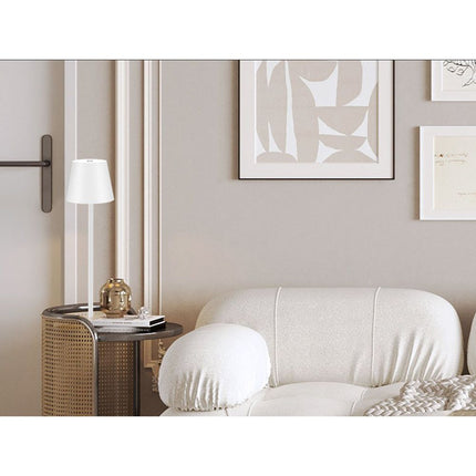 Tafellamp Oplaadbaar - Draadloos en Dimbaar - Moderne Touch Lamp - Nachtlamp Slaapkamer - 3 Tinten Licht - 38 cm - Wit