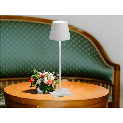 Tafellamp Oplaadbaar - Draadloos en Dimbaar - Moderne Touch Lamp - Nachtlamp Slaapkamer - 3 Tinten Licht - 38 cm - Wit