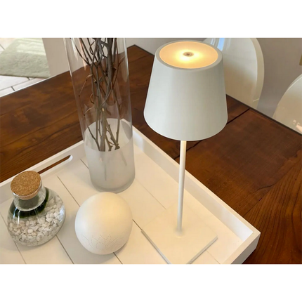 Tafellamp Oplaadbaar - Draadloos en Dimbaar - Moderne Touch Lamp - Nachtlamp Slaapkamer - 3 Tinten Licht - 38 cm - Wit