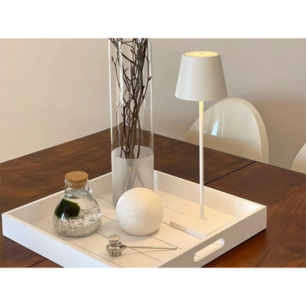 Tafellamp Oplaadbaar - Draadloos en Dimbaar - Moderne Touch Lamp - Nachtlamp Slaapkamer - 3 Tinten Licht - 38 cm - Wit
