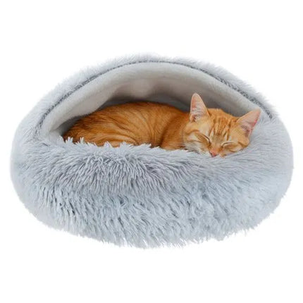 Zachte Hondenmand & Kattenmand 44 x 38 cm – Pluche Dierenmand met Kap – Grijs