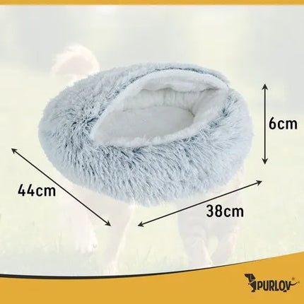 Zachte Hondenmand & Kattenmand 44 x 38 cm – Pluche Dierenmand met Kap – Grijs