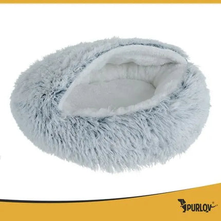 Zachte Hondenmand & Kattenmand 44 x 38 cm – Pluche Dierenmand met Kap – Grijs