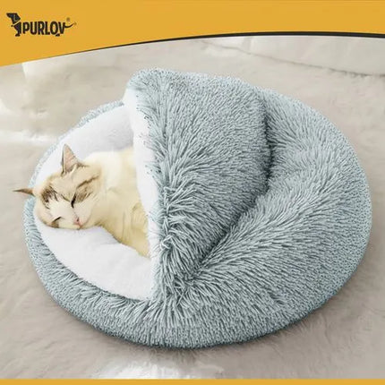 Zachte Hondenmand & Kattenmand 44 x 38 cm – Pluche Dierenmand met Kap – Grijs