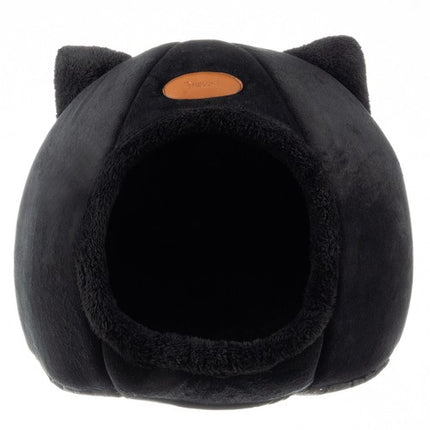 Purlov Luxe kattenmand voor de Kat  - Pluche Kattenbed - Luxe Kattenhuisje - Kat Slaapplek - Zachte Kattenmand - Huisdier Meubels - Zwart