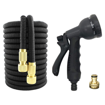 Trendmix Premium XL Flexibele Tuinslang Tot 30 Meter Zwart - 8 Sproeistanden - Inclusief Koppelstukken, Opbergtas en Ophanghaak - Knikvrij en Lichtgewicht