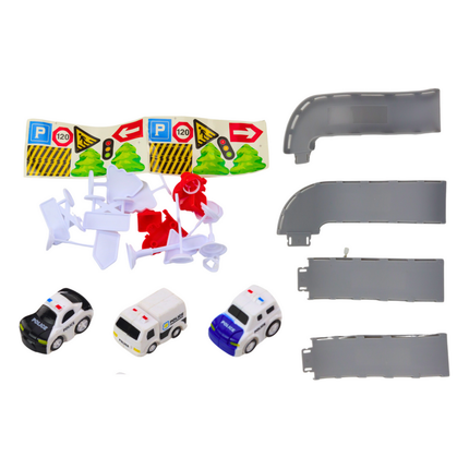Aircraft Police Series Interactief Vliegtuig Politiebureau - Vliegtuig Inclusief Voertuigen en Accessoires - Met Licht en Geluid - Terugtrekfunctie - Glijbaan, Hijskraan en Lanceerplateau - 50 x 39 x 24 cm