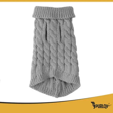 Hondentrui Maat M – Warme Gebreide Wintertrui met Col – Grijs