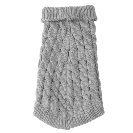 Hondentrui Maat M – Warme Gebreide Wintertrui met Col – Grijs