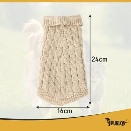 Hondentrui Maat S – Warme Gebreide Wintertrui met Col – Beige