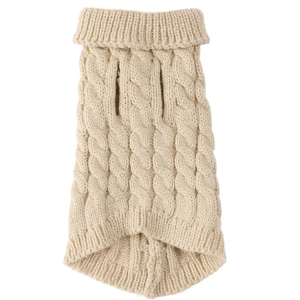 Hondentrui Maat S – Warme Gebreide Wintertrui met Col – Beige