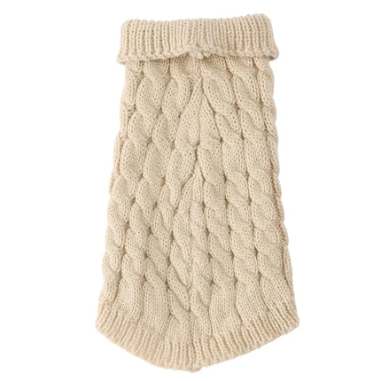 Hondentrui Maat S – Warme Gebreide Wintertrui met Col – Beige