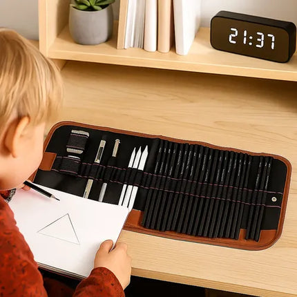 Tekenset 29-delig – Schetsset met Tekenpotloden & Houtskoolpotloden – Tekengerei voor Beginners en Volwassenen – Met Etui