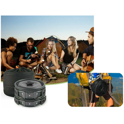 18-delig Outdoor Kampeerservies Set - Compact & Duurzaam - Camping pannenset - Kampeerset